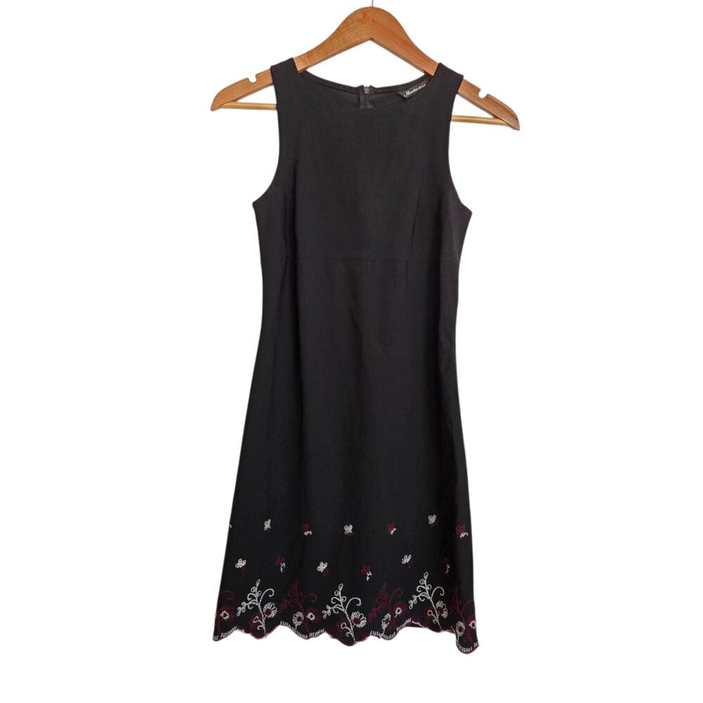 Monster Girl Vintage Y2K Whimsigoth Embroidered Floral Hem Witchy Dress SMALL